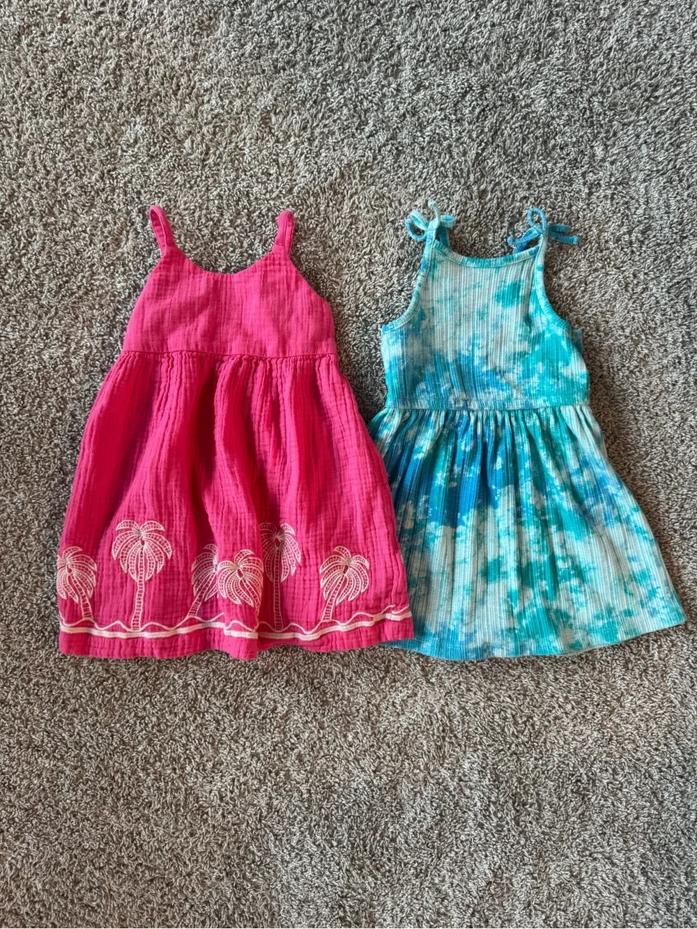 Old Navy Toddler Girls Summer Dress Bundle Palm Tree & Tie Dye Size 2T